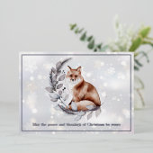 Aquarellfuchs und Schneemann Weihnachten Folien Feiertagskarte (Stehend vorne)