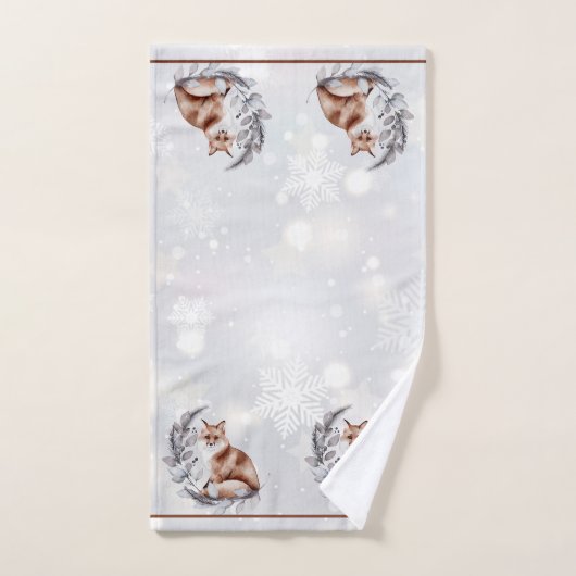 Aquarellfuchs und Schneeurlaub Badhandtuch Set (Handtuch)