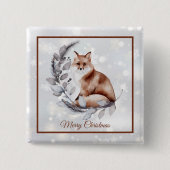 Aquarellfuchs und Schneeurlaub Button (Vorderseite)