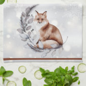Aquarellfuchs und Schneeurlaub Geschirrtuch (Gefaltet)