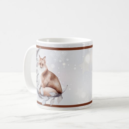 Aquarellfuchs und Schneeurlaub Kaffeetasse (Vorderseite Links)