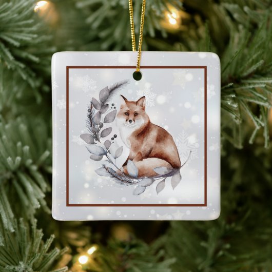 Aquarellfuchs und Schneeurlaub Keramikornament (Baum)