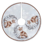 Aquarellfuchs und Schneeurlaub Polyester Weihnachtsbaumdecke (Vorderseite)