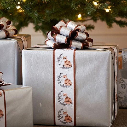 Aquarellfuchs und Schneeurlaub Satinband