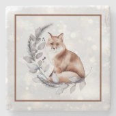 Aquarellfuchs und Schneeurlaub Steinuntersetzer (Vorderseite)