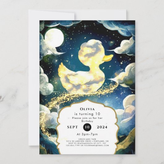 AquarellFun Duckling Geburtstag Einladung (Vorderseite)