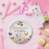 AquarellFun Farbenfrohe Wildblumen & Schmetterling Pappteller (Party)