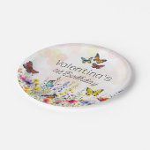 AquarellFun Farbenfrohe Wildblumen & Schmetterling Pappteller (Schrägansicht)