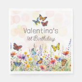 AquarellFun Farbenfrohe Wildblumen & Schmetterling Serviette (Vorderseite)