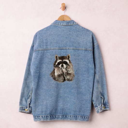 AquarellFun Raccoon Blown Kisses Tierischer Spaß Jeansjacke (Hangar)