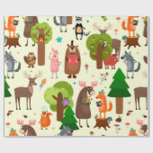 AquarellFun Woodland Tierische Cartoon Geschenkpapier (Flach)