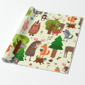 AquarellFun Woodland Tierische Cartoon Geschenkpapier (Ungerollt)