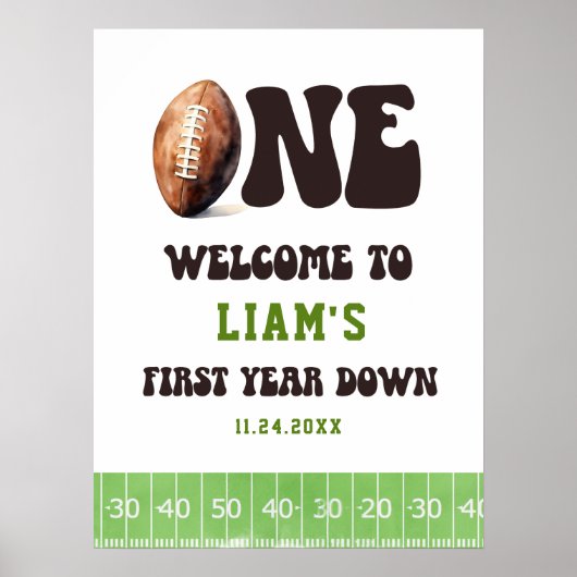 Aquarellfußball 1 1. Geburtstag Begrüßungszeichen Poster (Vorne)