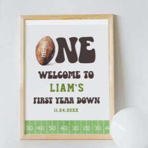 Aquarellfußball 1 1. Geburtstag Begrüßungszeichen Poster