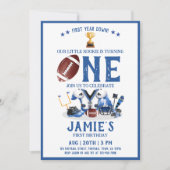 Aquarellfußball Alle Star Blue 1. Geburtstag Einladung (Vorderseite)