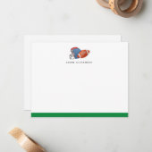 Aquarellfußball und Helm Grün Mitteilungskarte (Vorderseite/Rückseite Beispiel)