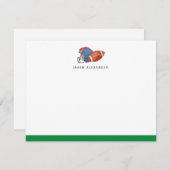 Aquarellfußball und Helm Grün Mitteilungskarte (Vorne/Hinten)