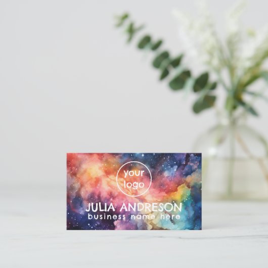 Aquarellgalaxie Abstrakt Moderne Visitenkarte (Stehend Vorderseite)