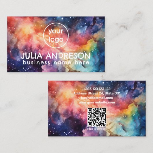 Aquarellgalaxie Abstrakt Moderne Visitenkarte (Vorne/Hinten)