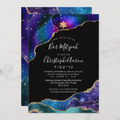 Aquarellgalaxie Agate Bar Mitzvah / Bat Mitzvah Einladung (Vorne/Hinten)