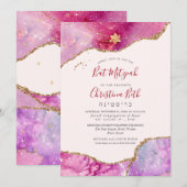 Aquarellgalaxie Agate Bar Mitzvah / Bat Mitzvah Einladung (Vorne/Hinten)