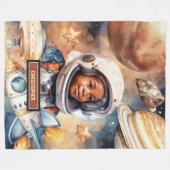 Aquarellgalaxie Blanket Gemütliches Jungen Zimmerd Fleecedecke (Vorderseite (Horizontal))