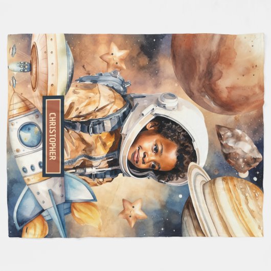 Aquarellgalaxie Blanket Platz Lover Geschenk Fleecedecke (Vorderseite (Horizontal))