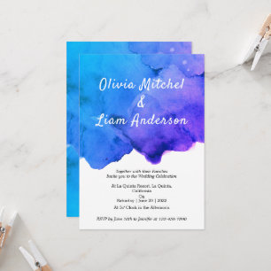 Aquarellgalaxie Blau und Lila Hochzeit  Einladung