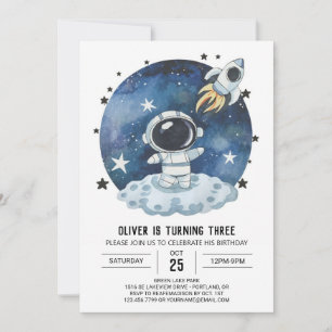 Aquarellgalaxie Bohemischer Astronautenjunge Gebur Einladung