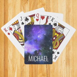 Aquarellgalaxie Personalisierter Name Raum Spielkarten