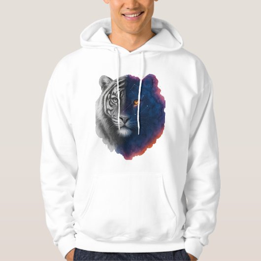 Aquarellgalaxie Tiger Illustration Hoodie (Vorderseite)