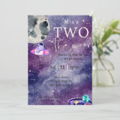 Aquarellgalaxie Zwei der Mond zum Geburtstag Einladung (Stehend Vorderseite)