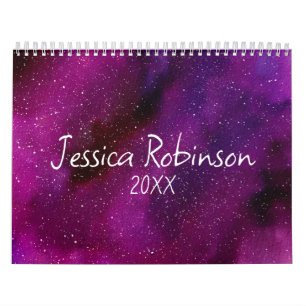Aquarellgalaxien lila rosa Custom 2025 Kalender