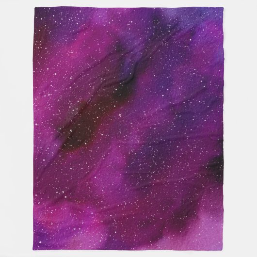 Aquarellgalaxien lila rosa fleecedecke (Vorderseite)