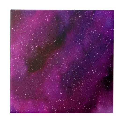 Aquarellgalaxien lila rosa fliese (Vorderseite)