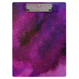 Aquarellgalaxien lila rosa klemmbrett