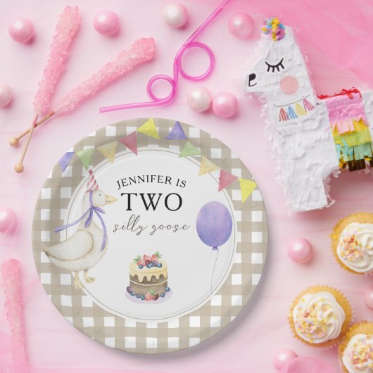 Aquarellgans 2. Geburtstag Pappteller (Party)