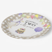 Aquarellgans 2. Geburtstag Pappteller (Schrägansicht)