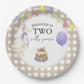 Aquarellgans 2. Geburtstag Pappteller (Vorderseite)