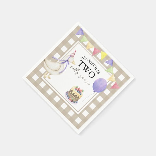 Aquarellgans 2. Geburtstag Serviette (Ecke)