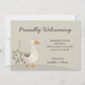 Aquarellgans - Foto Baby Announccard Dankeskarte (Rückseite)