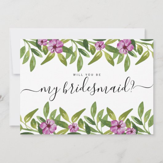 Aquarellgarland wird meine Brautjungfrau sein Einladung (Vorderseite)