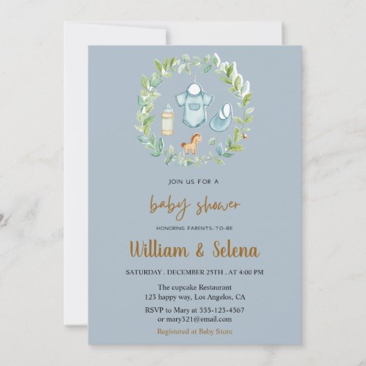 Aquarellgarn Kinderdusche Einladung (Vorderseite)