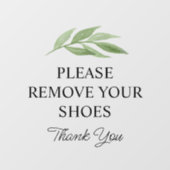 Aquarellgarten Bitte Schuhe entfernen Fensteraufkleber (Blatt)