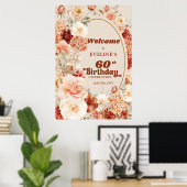 Aquarellgarten Blume 60 Geburtstag Willkommen Poster (Heimbüro)