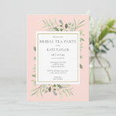 Aquarellgarten Blush Pink Bridal Tea Party Einladung (Stehend Vorderseite)