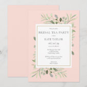 Aquarellgarten Blush Pink Bridal Tea Party Einladung (Vorne/Hinten)