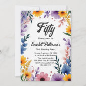 Aquarellgarten Boho Sommer 50. Geburtstag Einladung (Vorderseite)