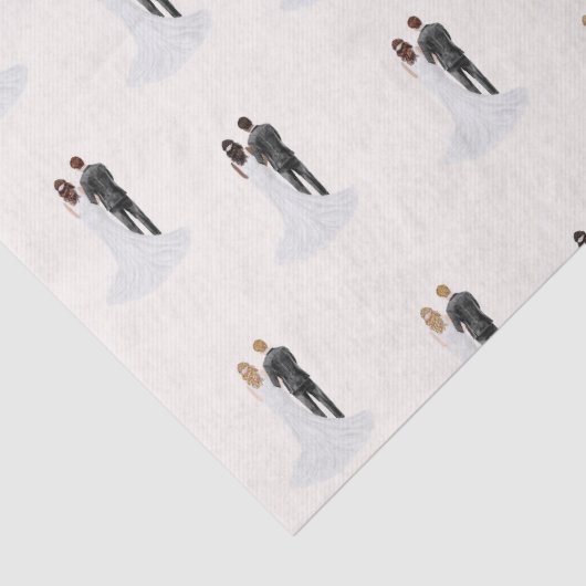 Aquarellgarten & Braut zum Hochzeitsessen Brautpar Seidenpapier (Detail)