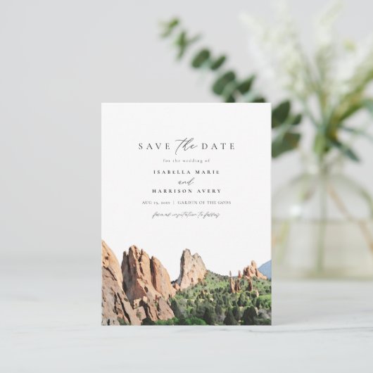 Aquarellgarten der Götter Save the Date Postkarte (Stehend Vorderseite)